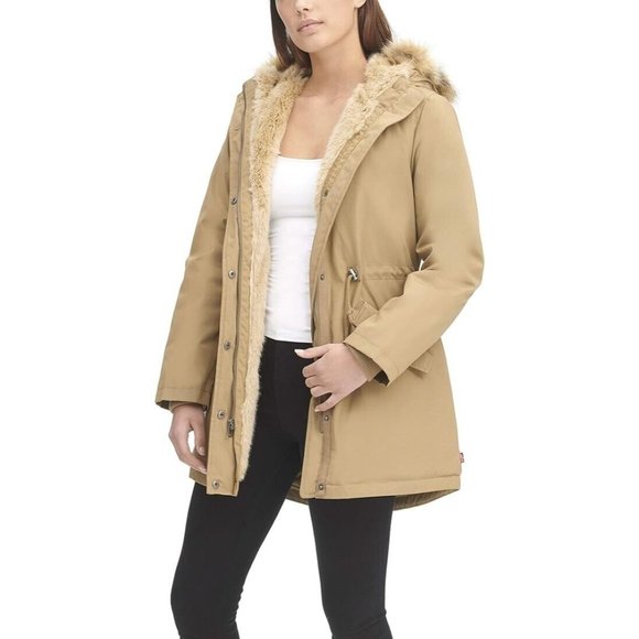 NWT Levi's Women Faux Fur Lined Hooded Parka Jacket Size Medium $225 LW7RP625 - Picture 2 of 12